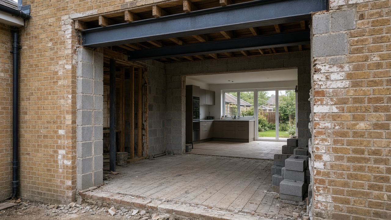 Rear house extension under construction