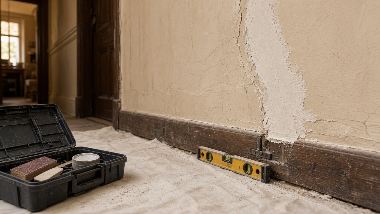 Hallway plaster and skirting repair